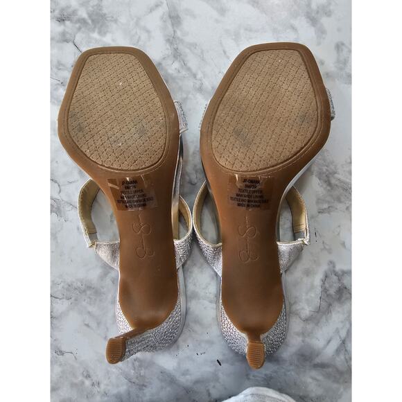 Women Sz 8 Rhinestone Formal Wedding Party Bling Prom Home Coming Strappy Heels - Picture 12 of 15